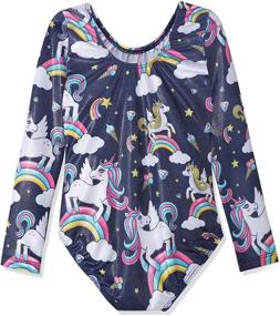 img 3 attached to 🦄 Sparkling Gymnastics Leotards for Girls: Unicorn Rainbow, Fancy Mermaid, Pink Purple Clouds