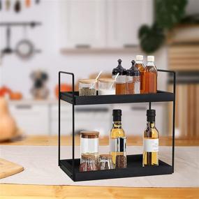 img 3 attached to 🛁 2 Tier Bathroom Countertop Organizer - Standing Rack and Shelf for Bathroom and Kitchen Storage - Spice Rack Vanity Organizer with Wood Tray