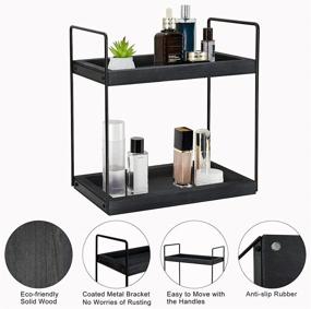 img 2 attached to 🛁 2 Tier Bathroom Countertop Organizer - Standing Rack and Shelf for Bathroom and Kitchen Storage - Spice Rack Vanity Organizer with Wood Tray