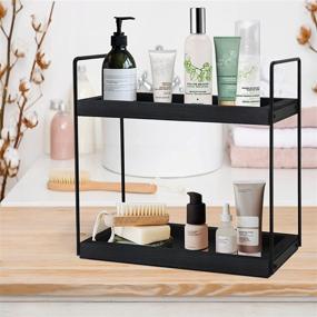 img 1 attached to 🛁 2 Tier Bathroom Countertop Organizer - Standing Rack and Shelf for Bathroom and Kitchen Storage - Spice Rack Vanity Organizer with Wood Tray