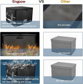 img 2 attached to 🗄️ Lockable File Box: ENGPOW Fireproof File Storage Organizer - Anti-Static, Collapsible Document Box with Handle for Hanging Letter/Legal Folders - Portable Home Office Safe