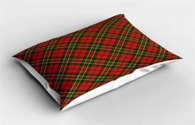 img 1 attached to 🎄 Irish Tartan Plaid Checkered Pillow Sham - Festive Christmas Motifs in Geometrical Stripes, Decorative Standard Size Printed Pillowcase