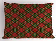 🎄 irish tartan plaid checkered pillow sham - festive christmas motifs in geometrical stripes, decorative standard size printed pillowcase logo