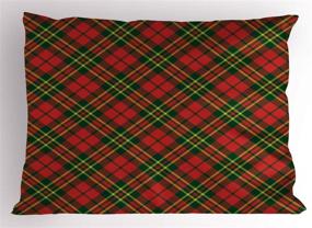 img 2 attached to 🎄 Irish Tartan Plaid Checkered Pillow Sham - Festive Christmas Motifs in Geometrical Stripes, Decorative Standard Size Printed Pillowcase