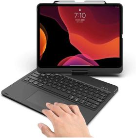 img 4 attached to 🔒 Enhanced iPad Pro Keyboard Case: 360° Rotatable, Touchpad, Backlit Bluetooth Keyboard, Pencil Holder - 5th Gen 2021 (Black)