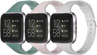 📱 3 packs wekin slim bands - small large - compatible with fitbit versa smartwatch women men - fashion sports soft narrow silicone replacement wristbands for fitbit versa 2/versa/versa se/versa lite logo