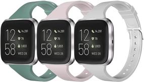 img 4 attached to 📱 3 Packs Wekin Slim Bands - Small Large - Compatible with Fitbit Versa Smartwatch Women Men - Fashion Sports Soft Narrow Silicone Replacement Wristbands for Fitbit Versa 2/Versa/Versa SE/Versa Lite