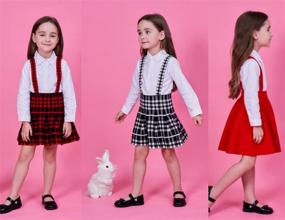 img 1 attached to 👗 Raroauf Suspender Skirts for Girls: Flared Skater Clothing