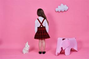 img 2 attached to 👗 Raroauf Suspender Skirts for Girls: Flared Skater Clothing