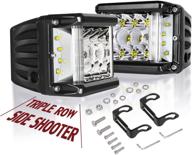 auto power plus side shooter led lights: 2pcs 4 inch 90w cube side shot pods, dual row work light bar with ip 68 waterproof rating for off-road driving and fog lights logo