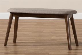 img 2 attached to Baxton Studio Ambrelle Bench: Stylish Light Grey/Walnut Brown Ottoman for Modern Interiors