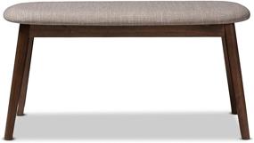 img 4 attached to Baxton Studio Ambrelle Bench: Stylish Light Grey/Walnut Brown Ottoman for Modern Interiors