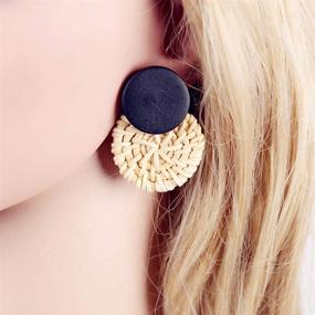 img 1 attached to 🌻 TenFit Rattan Earrings: Handmade Straw Wicker Dangle Earrings for Women - Lightweight Vacation Jewelry