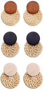 🌻 tenfit rattan earrings: handmade straw wicker dangle earrings for women - lightweight vacation jewelry logo