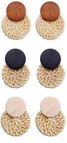 img 4 attached to 🌻 TenFit Rattan Earrings: Handmade Straw Wicker Dangle Earrings for Women - Lightweight Vacation Jewelry