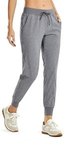 img 4 attached to CRZ YOGA Lightweight Joggers with Pockets: Comfortable Drawstring Workout and Running Pants for Women