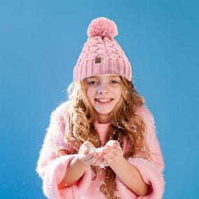 img 2 attached to 🧢 Cute & Cozy: ASUGOS Kids Fall Winter Hats with Soft Cotton Lining & Pom Pom for Warmth & Style!