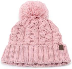 img 1 attached to 🧢 Cute & Cozy: ASUGOS Kids Fall Winter Hats with Soft Cotton Lining & Pom Pom for Warmth & Style!