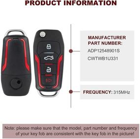 img 2 attached to 🔑 ANGLEWIDE Car Key Fob Keyless Entry Remote Replacement for Ford Mustang 2005-2013 (FCC CWTWB1U331), 4 Buttons with 1 Pad