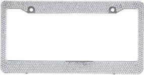 img 1 attached to 💎 Sparkling Crystal Rhinestone License Plate Frame in Clear White, ABS Chrome Finish with Crystal Screw Caps - (Single Frame)