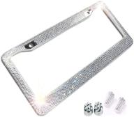 💎 sparkling crystal rhinestone license plate frame in clear white, abs chrome finish with crystal screw caps - (single frame) logo