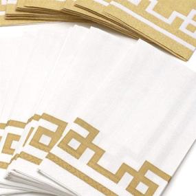 img 1 attached to 🌟 Caspari Rive Gauche Gold & White Paper Guest Towel Napkins - 30 Pack