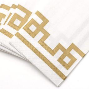 img 2 attached to 🌟 Caspari Rive Gauche Gold & White Paper Guest Towel Napkins - 30 Pack