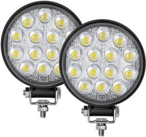 img 4 attached to 🚗 Zmoon Led Round Light Bar: 2PCS 4.5" 140w 14000LM Flood Light Pods for Off Road Jeep, SUV Truck, Hunters