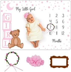 img 4 attached to Baby Monthly Milestone Blanket Girl Kids' Home Store for Nursery Bedding
