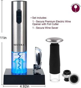 img 3 attached to Complete Secura 7-Piece Wine Accessories Set: Electric Wine Opener, Foil Cutter, Wine Saver Vacuum Pump, and 2 Wine Stoppers