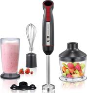 🔪 400w maximum power uio 4-in-1 immersion hand blender, 20-speed turbo stick blender, 304 stainless steel handheld blender for baby food, soup, juice - includes whisk, 800ml cup, 500ml chopper bowl логотип