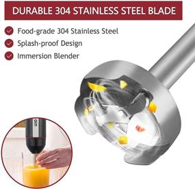 img 1 attached to 🔪 400W Maximum Power UIO 4-in-1 Immersion Hand Blender, 20-Speed Turbo Stick Blender, 304 Stainless Steel Handheld Blender for Baby Food, Soup, Juice - Includes Whisk, 800ml Cup, 500ml Chopper Bowl