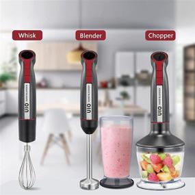 img 3 attached to 🔪 400W Maximum Power UIO 4-in-1 Immersion Hand Blender, 20-Speed Turbo Stick Blender, 304 Stainless Steel Handheld Blender for Baby Food, Soup, Juice - Includes Whisk, 800ml Cup, 500ml Chopper Bowl