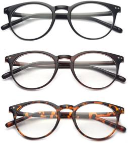 img 2 attached to 👓 Outray Vintage Inspired Small Nails Round Spring Hinges Frame Reading Glasses - 3 Pack: Stylish and Functional Eyewear for Spring