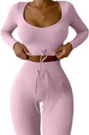 👚 qinsen 2 piece seamless workout set: long sleeve crop tops & high waist leggings for women logo