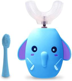 img 4 attached to ZenLyfe Electric Kids Toothbrushes - Ultrasonic Autobrush with 2 Extra Soft Silica Gel Brush Head 🦷 | U Shaped Auto Brushes for Kids Teeth | Cartoon Gift Design | Ages 2-7 Years (Blue)