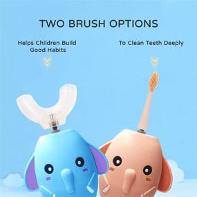 img 2 attached to ZenLyfe Electric Kids Toothbrushes - Ultrasonic Autobrush with 2 Extra Soft Silica Gel Brush Head 🦷 | U Shaped Auto Brushes for Kids Teeth | Cartoon Gift Design | Ages 2-7 Years (Blue)