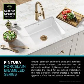 img 2 attached to 🚰 White Square Kraus KE1US21GWH 21-Inch Undermount Porcelain Enameled Steel Single Bowl Kitchen Sink with Pintura