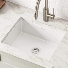 img 4 attached to 🚰 White Square Kraus KE1US21GWH 21-Inch Undermount Porcelain Enameled Steel Single Bowl Kitchen Sink with Pintura