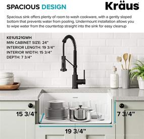 img 1 attached to 🚰 White Square Kraus KE1US21GWH 21-Inch Undermount Porcelain Enameled Steel Single Bowl Kitchen Sink with Pintura