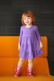 img 2 attached to 👗 Girls' Long Sleeve Tiered Dress - Super Soft Cotton, Made in USA by City Threads