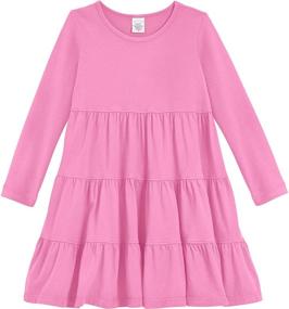 img 4 attached to 👗 Girls' Long Sleeve Tiered Dress - Super Soft Cotton, Made in USA by City Threads