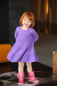 img 1 attached to 👗 Girls' Long Sleeve Tiered Dress - Super Soft Cotton, Made in USA by City Threads