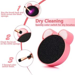 img 1 attached to 💄 TailaiMei 2 Pack Makeup Brush Cleaning Mat with Color Removal Sponge, 2 in 1 Silicone Cleaner Pad for Dry Brush Color Switch and Wet Cleaning - Pink&amp;Purple