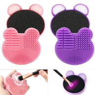 💄 tailaimei 2 pack makeup brush cleaning mat with color removal sponge, 2 in 1 silicone cleaner pad for dry brush color switch and wet cleaning - pink&amp;purple logo