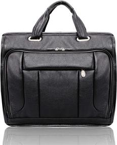 img 4 attached to 👜 McKlein S Series River WEST 15-inch Leather Fly-Through Checkpoint-Friendly Laptop Briefcase in Black - Pebble Grain Calfskin Leather (15715)