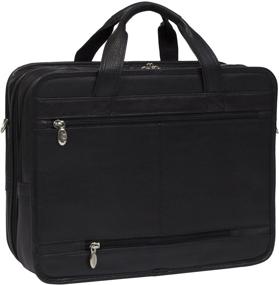 img 3 attached to 👜 McKlein S Series River WEST 15-inch Leather Fly-Through Checkpoint-Friendly Laptop Briefcase in Black - Pebble Grain Calfskin Leather (15715)