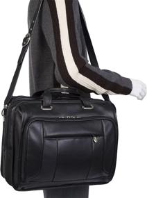 img 2 attached to 👜 McKlein S Series River WEST 15-inch Leather Fly-Through Checkpoint-Friendly Laptop Briefcase in Black - Pebble Grain Calfskin Leather (15715)