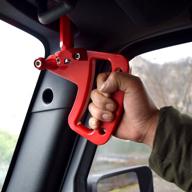 🔴 allinoneparts front red aluminum grab handle: compatible with jeep wrangler jk jku 2007-2018 logo