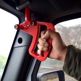 img 4 attached to 🔴 Allinoneparts Front Red Aluminum Grab Handle: Compatible with Jeep Wrangler JK JKU 2007-2018